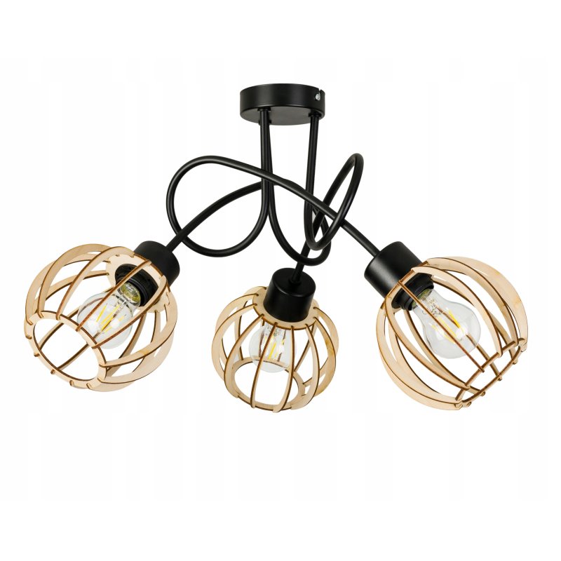 Lampa SUFITOWA żyrandol WISZĄCA LOFT plafon KULA 3