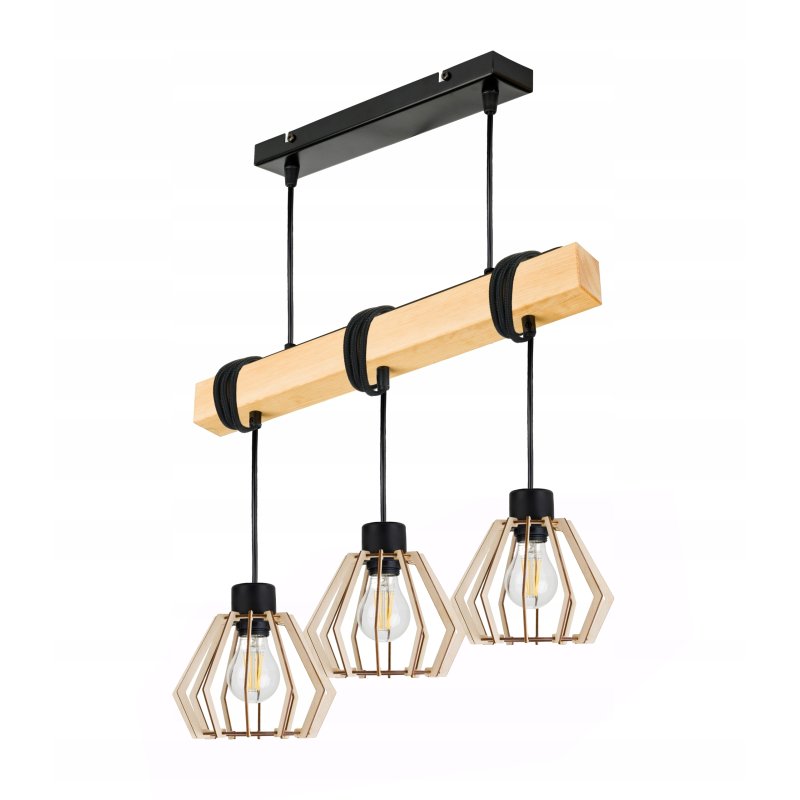 LAMPA drewniana belka wisząca sufitowa ŻYRANDOL ZWIS LOFT DREWNO na 3x E27