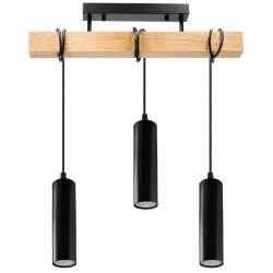 LAMPA drewniana belka wisząca sufitowa ŻYRANDOL ZWIS tuba 15cm na 3x GU10