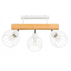 LAMPA drewniana belka sufitowa ŻYRANDOL PLAFON LOFT BIAŁY na 3x KLOSZ E27