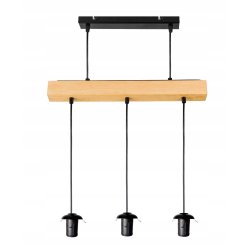 LAMPA drewniana belka wisząca sufitowa ŻYRANDOL ZWIS BLACK KULA SZKŁO 3xE27