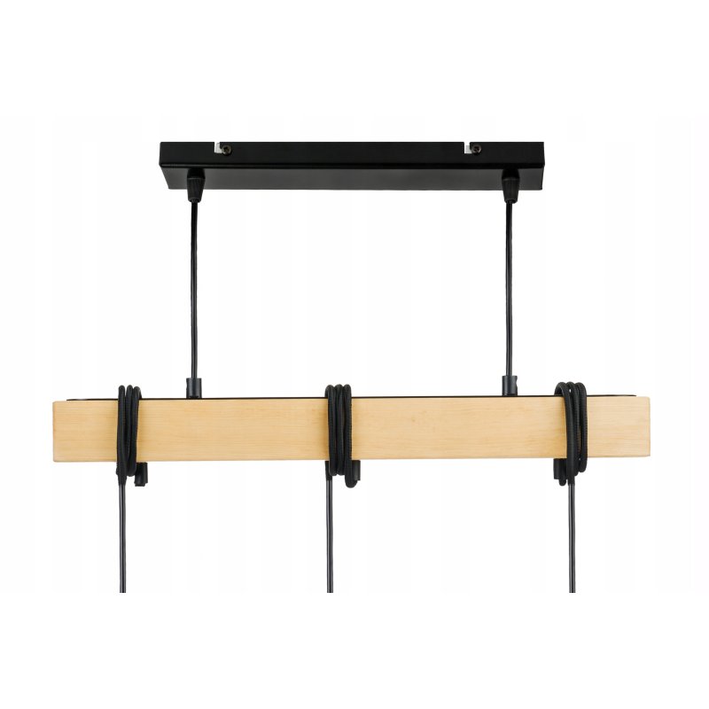 LAMPA drewniana belka wisząca sufitowa ŻYRANDOL ZWIS BLACK KULA SZKŁO 3xE27