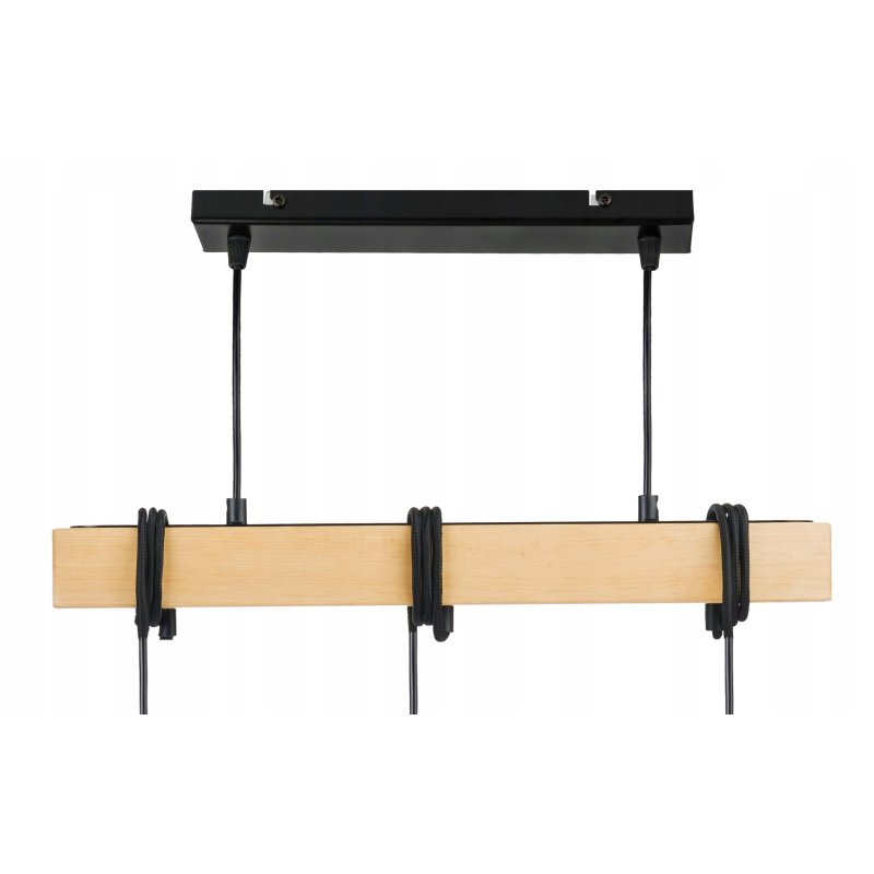 LAMPA drewniana belka wisząca sufitowa ŻYRANDOL ZWIS LOFT CZARNY DREWNO E27