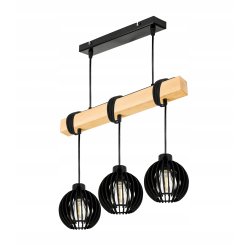 LAMPA drewniana belka wisząca sufitowa ŻYRANDOL ZWIS LOFT CZARNY DREWNO E27
