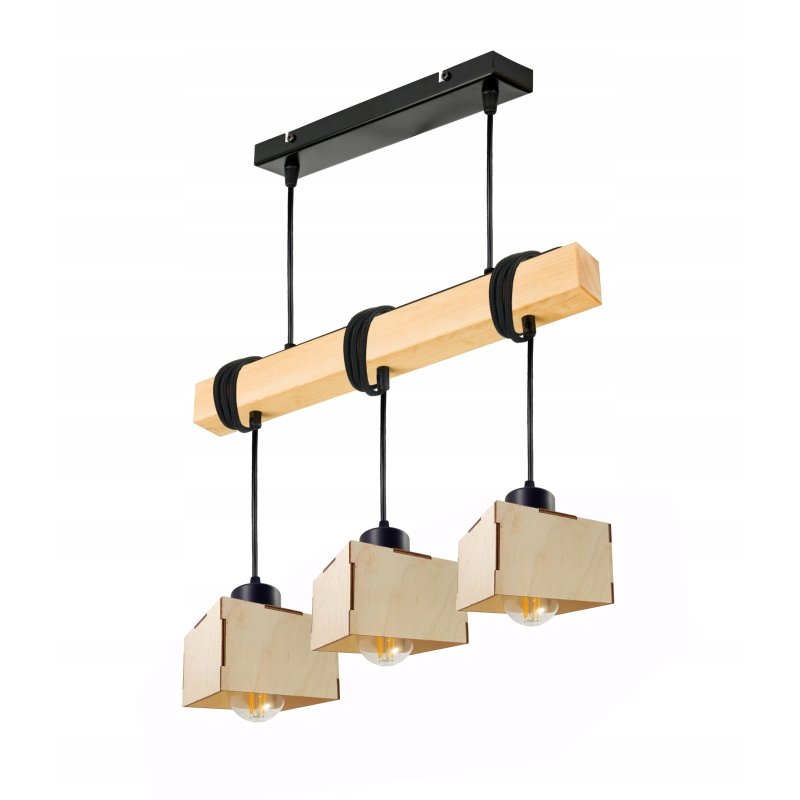 LAMPA drewniana belka wisząca sufitowa ŻYRANDOL ZWIS LOFT DREWNO na 3x E27