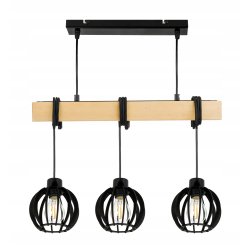 LAMPA drewniana belka wisząca sufitowa ŻYRANDOL ZWIS LOFT CZARNY DREWNO E27