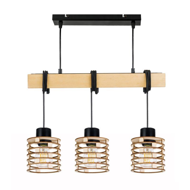 LAMPA drewniana belka wisząca sufitowa ŻYRANDOL ZWIS LOFT DREWNO na 3x E27
