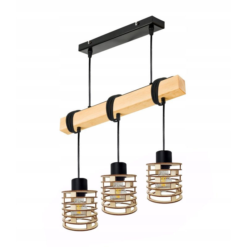 LAMPA drewniana belka wisząca sufitowa ŻYRANDOL ZWIS LOFT DREWNO na 3x E27