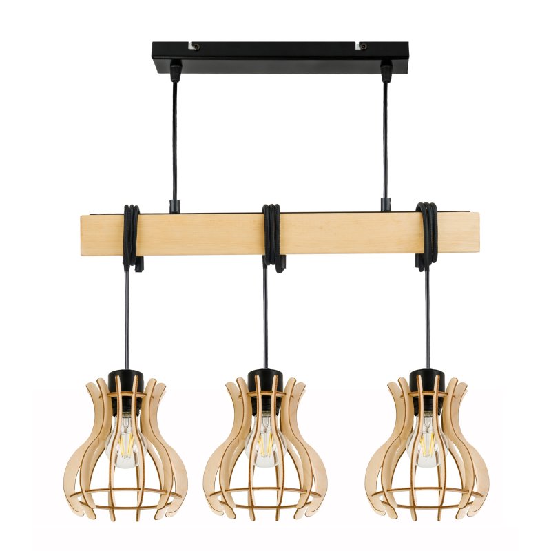 LAMPA drewniana belka wisząca sufitowa ŻYRANDOL ZWIS LOFT DREWNO na 3x E27