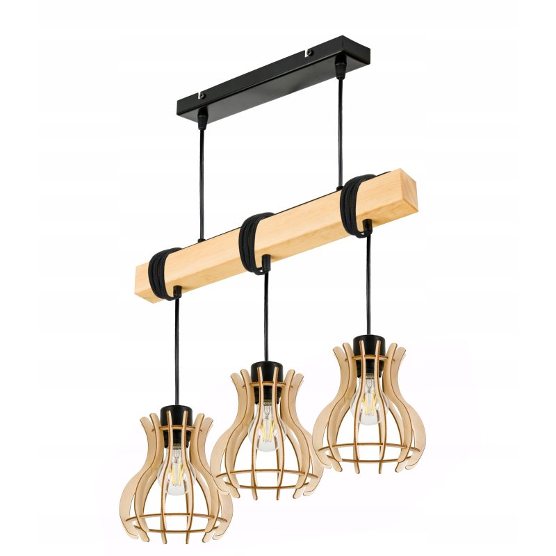 LAMPA drewniana belka wisząca sufitowa ŻYRANDOL ZWIS LOFT DREWNO na 3x E27