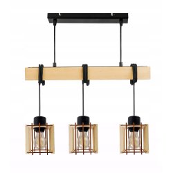 LAMPA drewniana belka wisząca sufitowa ŻYRANDOL ZWIS LOFT DREWNO na 3x E27