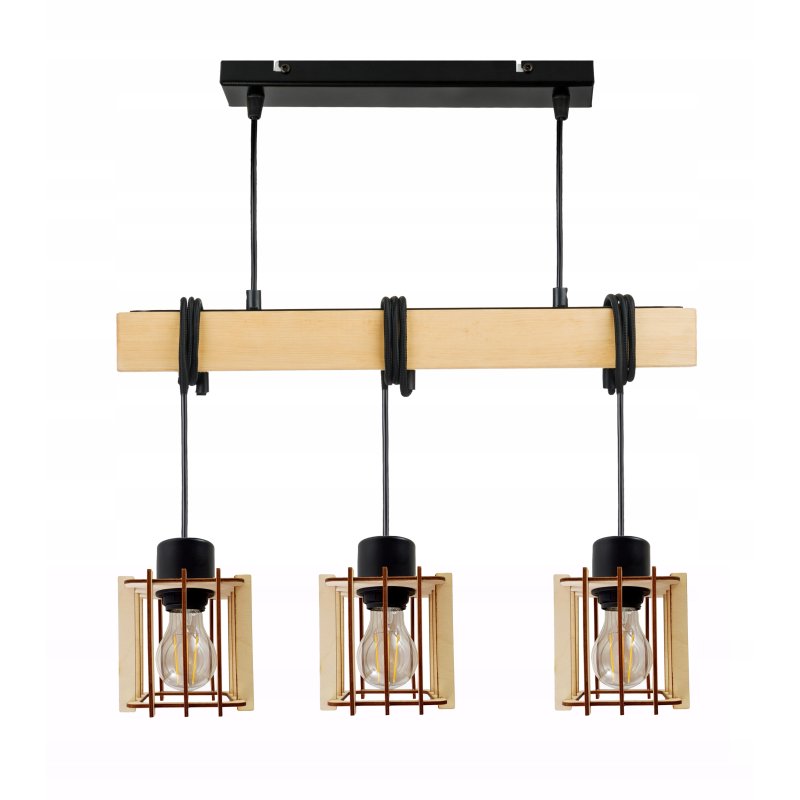 LAMPA drewniana belka wisząca sufitowa ŻYRANDOL ZWIS LOFT DREWNO na 3x E27