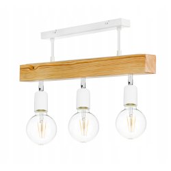 LAMPA drewniana belka wisząca sufitowa ŻYRANDOL PLAFON LOFT BIAŁY na 3x E27