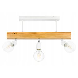LAMPA drewniana belka wisząca sufitowa ŻYRANDOL PLAFON LOFT BIAŁY na 3x E27