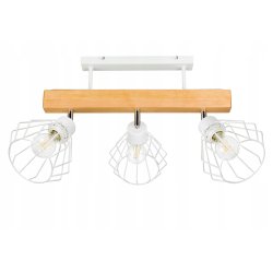 LAMPA drewniana belka sufitowa ŻYRANDOL PLAFON LOFT BIAŁY na 3x KLOSZ E27