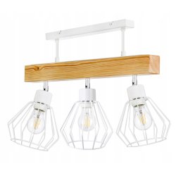 LAMPA drewniana belka sufitowa ŻYRANDOL PLAFON LOFT BIAŁY na 3x KLOSZ E27