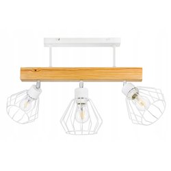 LAMPA drewniana belka sufitowa ŻYRANDOL PLAFON LOFT BIAŁY na 3x KLOSZ E27