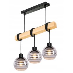 LAMPA drewniana belka wisząca sufitowa ŻYRANDOL ZWIS LOFT szklany na 3x E27