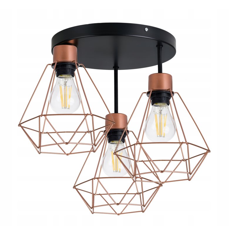 Lampa plafon sufitowa żyrandol loft drut diament 3
