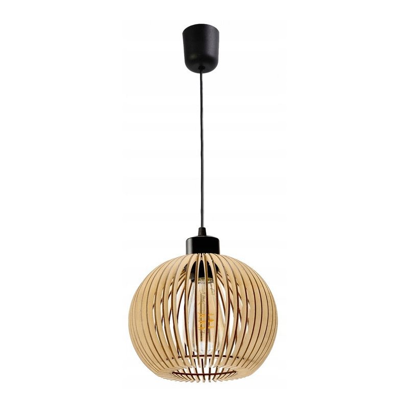 Lampa wisząca żyrandol zwis sufit klosz drewno 1