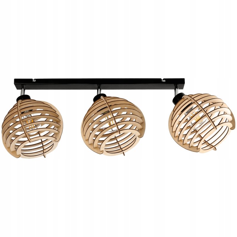 Lampa plafon żyrandol ruchomy sufit 3 Drewno sfera
