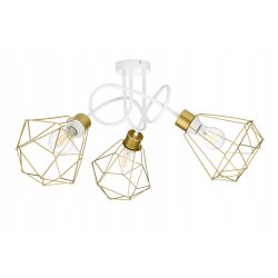 Lampa sufitowa żyrandol wisząca LOFT kręcona drut diament na 3x E27 złota