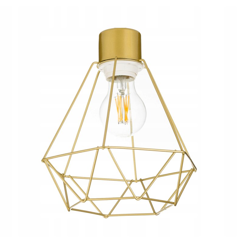 Lampa sufitowa żyrandol wisząca LOFT kręcona drut diament na 3x E27 złota
