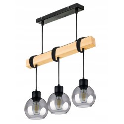 LAMPA drewniana belka wisząca sufitowa ŻYRANDOL ZWIS LOFT szklany na 3x E27