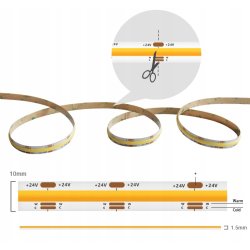 Taśma LED COB 24V 608 diod 14W na 1mb linia CCT