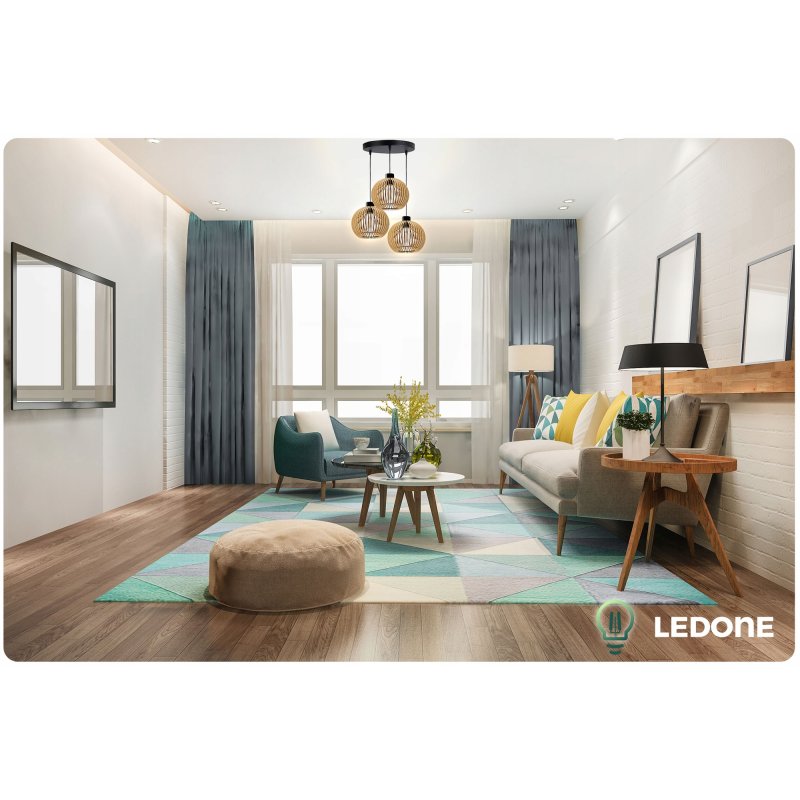 LAMPA WISZĄCA SUFITOWA DREWNIANA ŻYRANDOL POTRÓJNA REGULOWANA 3 KLOSZE