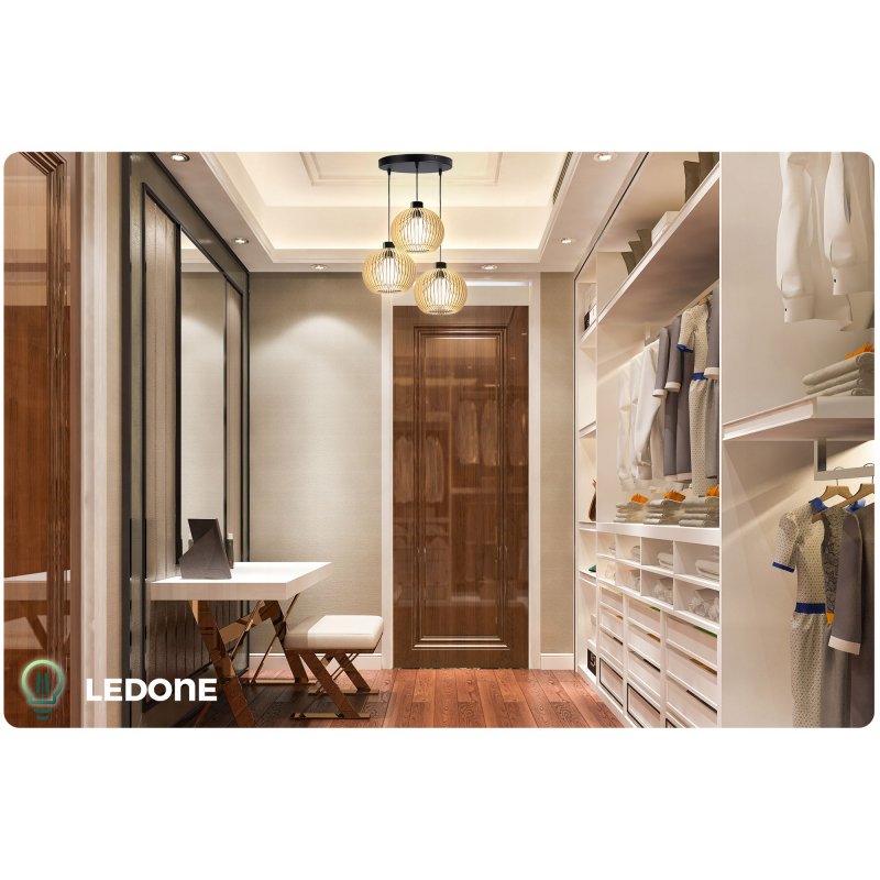 LAMPA WISZĄCA SUFITOWA DREWNIANA ŻYRANDOL POTRÓJNA REGULOWANA 3 KLOSZE