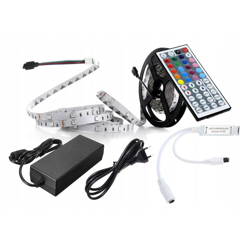 ZESTAW Taśma Listwa LED RGB 5m +zasilacz Pilot 44
