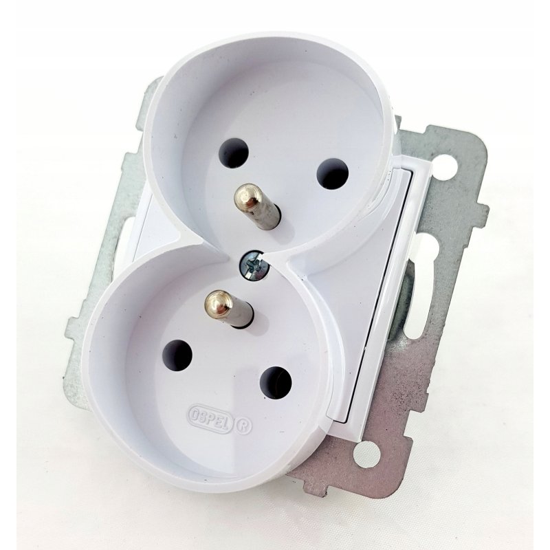 GNIAZDO PODWÓJNE z/Uz z RAMKĄ OSPEL ARIA 1kpl.