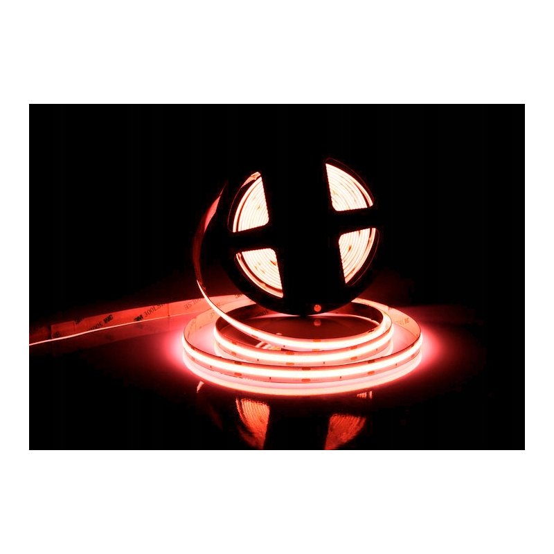 TAŚMA LED COB CZERWONA 12V 320diod/mb 12w/m neon KOLOR czerwony 1m LINIA