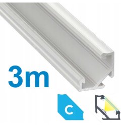 PROFIL ALUMINIOWY NAROŻNY typ C BIAŁY do taśm LED 3m