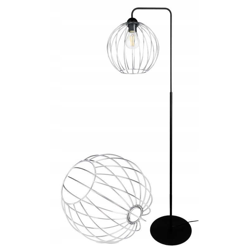 Lampa stojąca podłogowa loft na led E27 stała gięta z kloszem drut 150cm