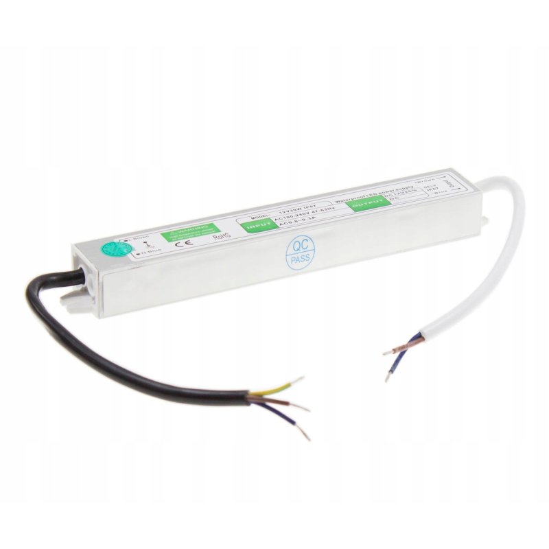 Zasilacz 12V 30W 2,5A wodoodporny do taśm LED IP67 hermetyczny metal