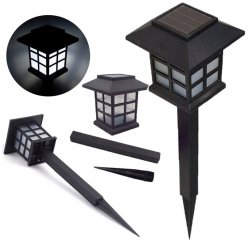 Lampka ogrodowa SOLARNA Latarenka mała lampa RETRO wbijana barwa ZIMNA