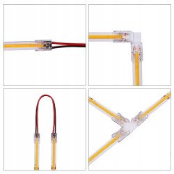 Złączka do taśm LED COB IP20 8mm łącznik z kablem