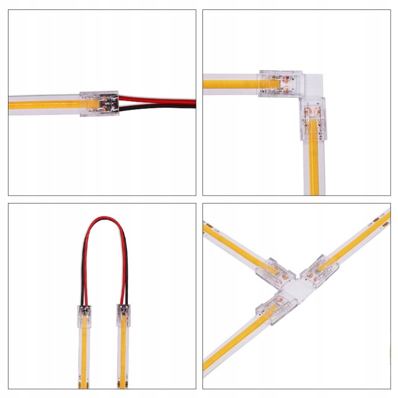Złączka do taśm LED COB IP20 8mm łącznik z kablem