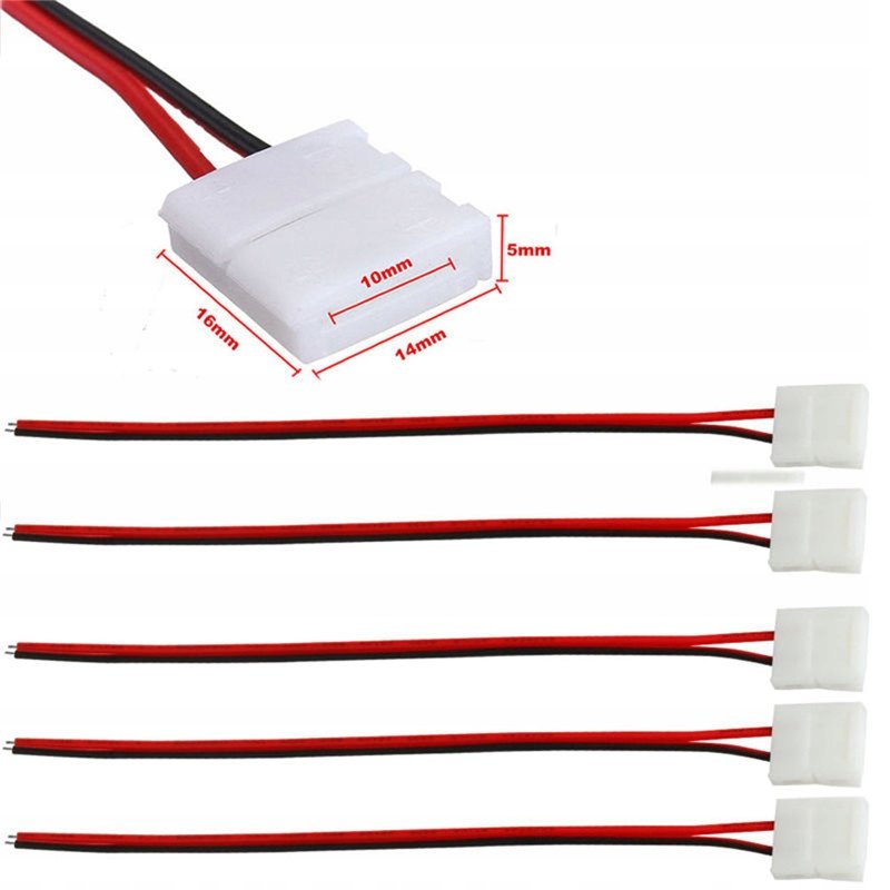 Złączka jednostronna do taśmy LED 10mm - 5050 z kablem na klips