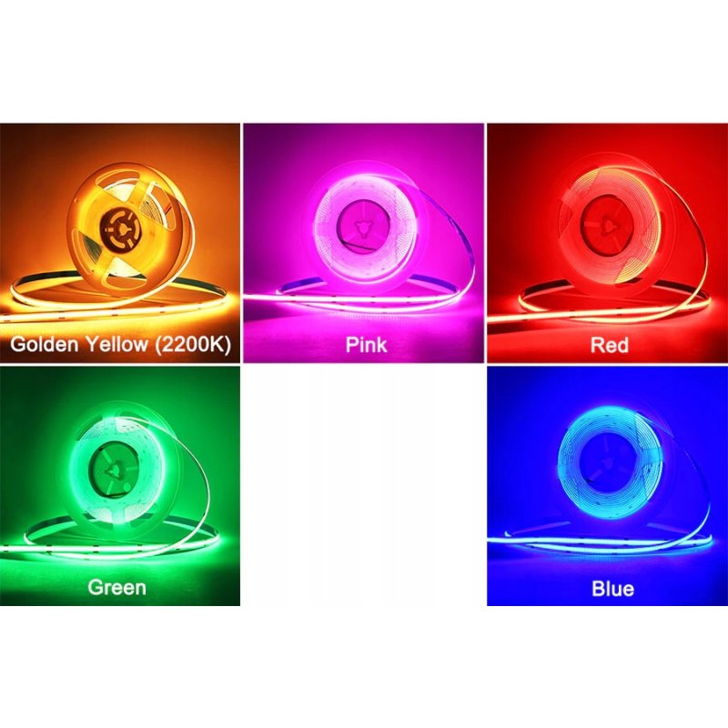 TAŚMA LED COB 12V 480diod/mb PRO 10w/m neon KOLOR RÓŻOWA 1m LINIA