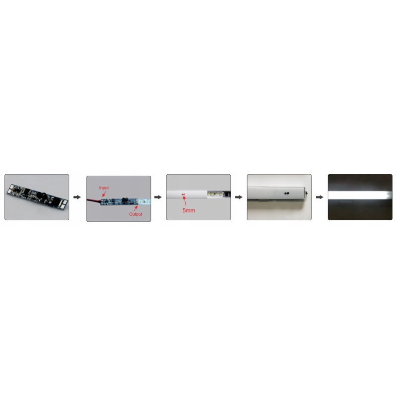 WŁĄCZNIK profilowy bezdotykowy ON / OFF na IR 12-24V profili taśm LED COB