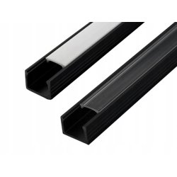 PROFIL PCV CZARNY NAWIERZCHNIOWY do LED 2m + KLOSZ
