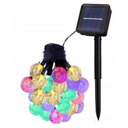 GIRLANDA solarna RGB Lampki ogrodowe SOLARNE 20 LED kulki Multikolor 5m