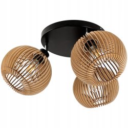 Lampa plafon żyrandol ruchomy sufit klosz drewno 3