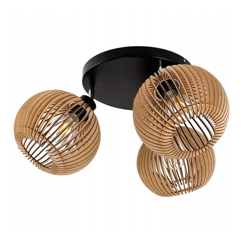 Lampa plafon żyrandol ruchomy sufit klosz drewno 3