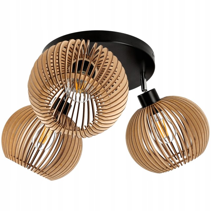 Lampa plafon żyrandol ruchomy sufit klosz drewno 3