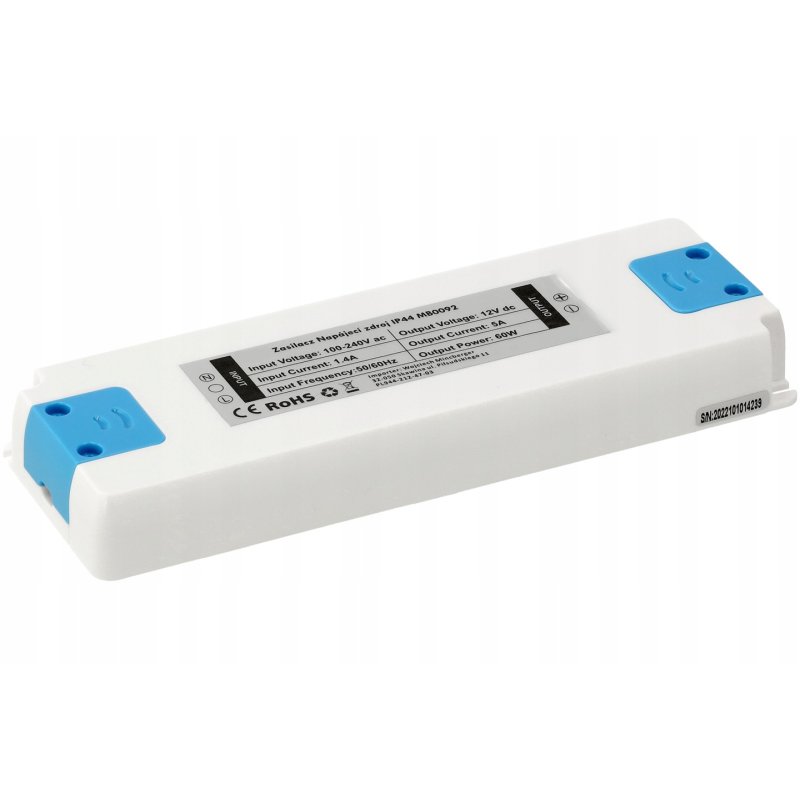 Zasilacz meblowy slim 12V 5A 60W IP44 do taśm led