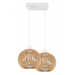 Lampa wisząca żyrandol zwis sufit klosz drewno 2